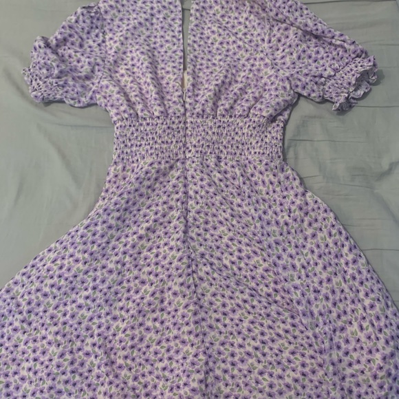 Lavender Floral Baby Doll Peasant Dress - Picture 2 of 4
